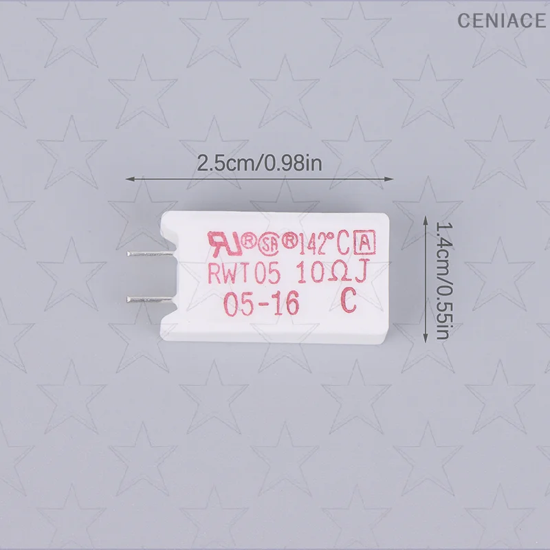 Bundle of 2, Cement Resistance RWT05 5W 6.8ΩJ, Heat Protection at 142℃