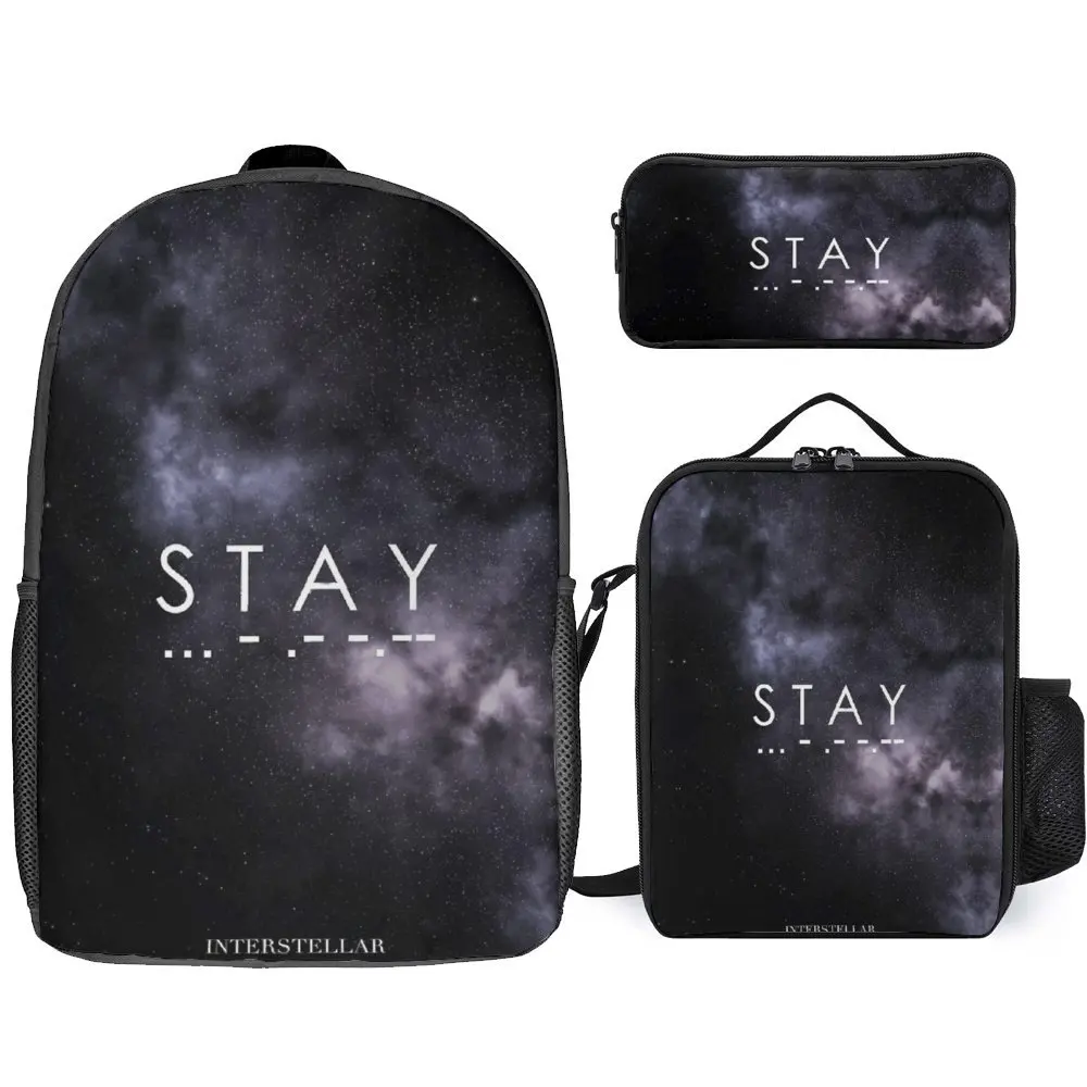 

Interstellar Cooper Science Fiction Film Endurance Stay 12 3 in 1 Set 17 Inch Backpack Lunch Bag Pen Bag Secure Blanket Roll Co