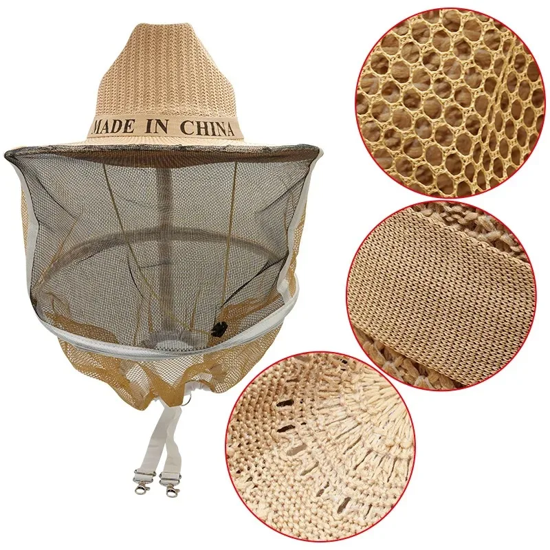 

Beekeeper Anti-Bee Cowboy Hat with Mosquito Net Veil Head Face Protector Beehive Beekeeping Equipment