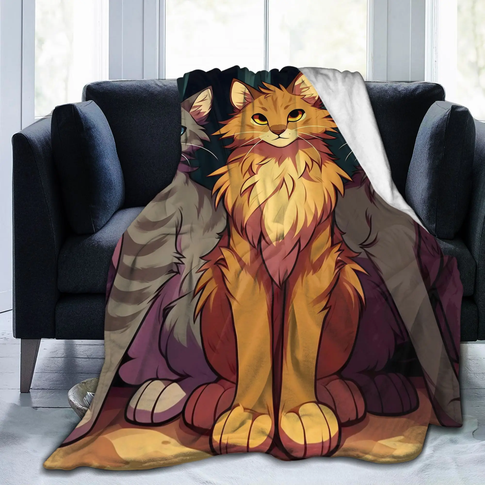 Warriors Fireheart Graystripe Cats Blankets Ravenpaw Flannel Bedding Throw Blanket Home Couch Printed Gift Multifunction