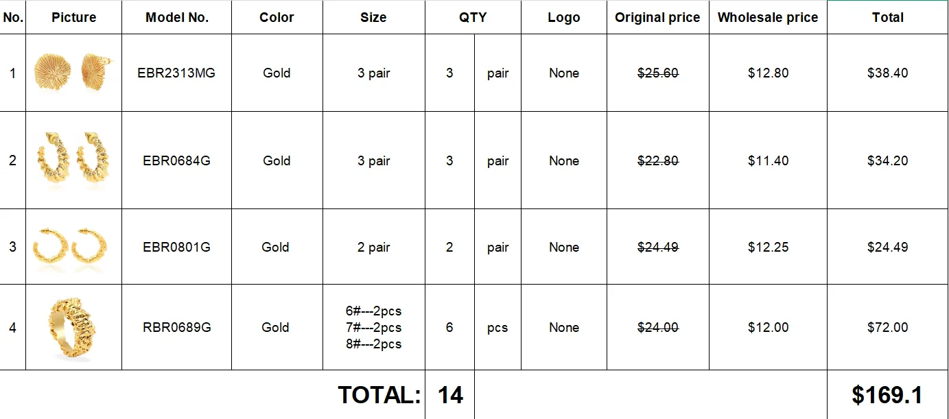 Großhandelsbestellung für Modische Ohrringe und Ringe