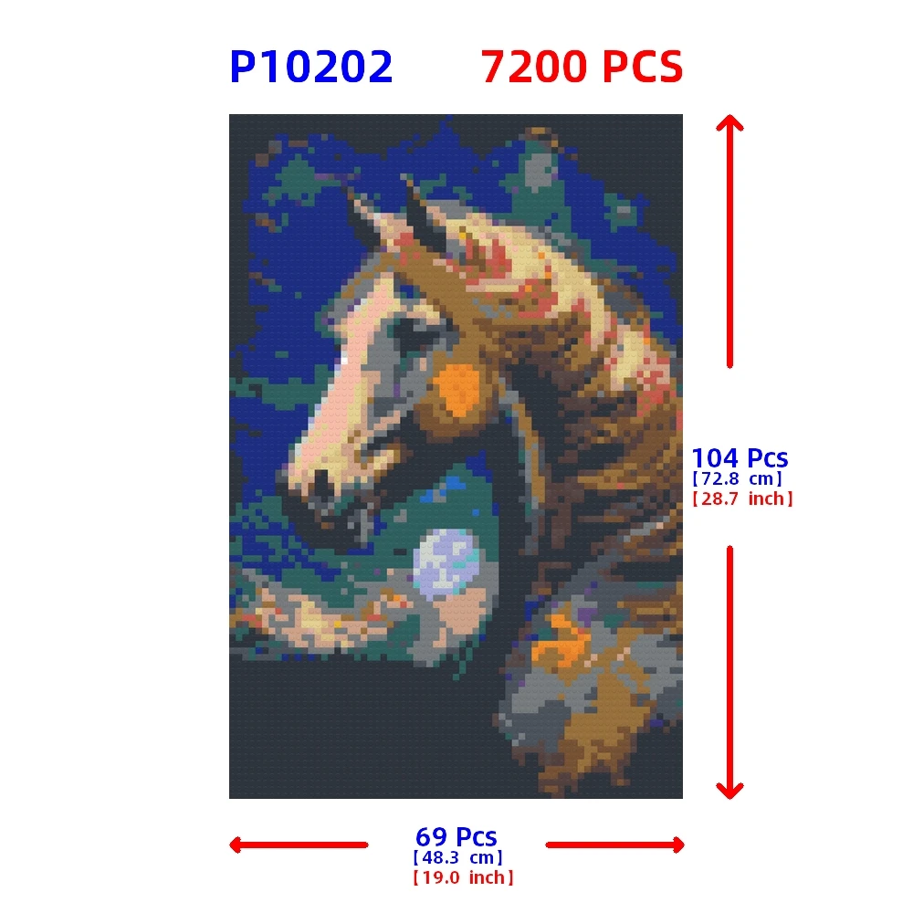 Night Sky Horse DIY Building Block Painting Mosaic Pixel Art Custom Home Decoration Birthday Christmas Gifts For Animal Lovers