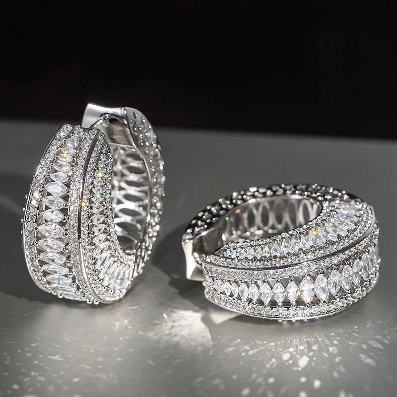 ZAKOL Brilliant Geometric CZ Hoop Earrings for Women Dazzling Zirconia Engagement Jewelry Delicate Gorgeous Piercing Accessories