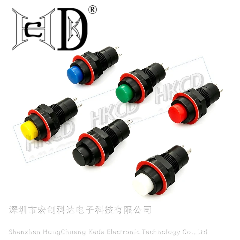 5pcs 12mm PBS-11A Push Button Switch 2Pin 3A 250V AC Self-locking/Momentary Multi-color Power Switch