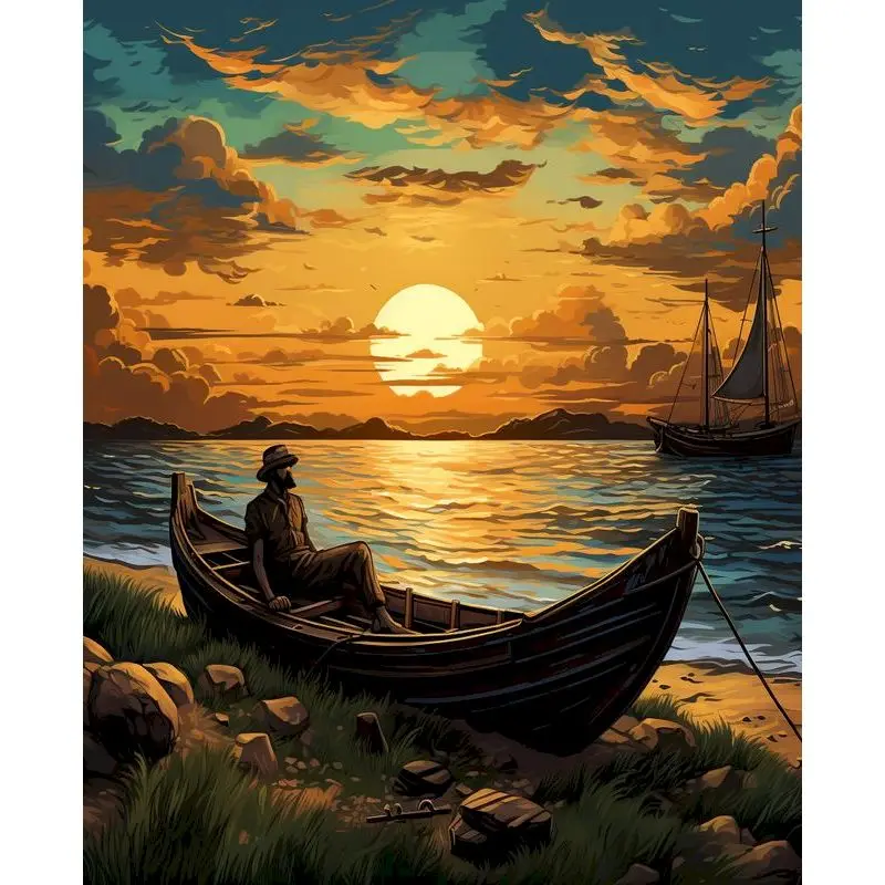 

RUOPOTY Diy краска по номерам комплект восход солнца лес картина рисунок раскраска ручная роспись искусство для гостиной домашний интерьер Decorat