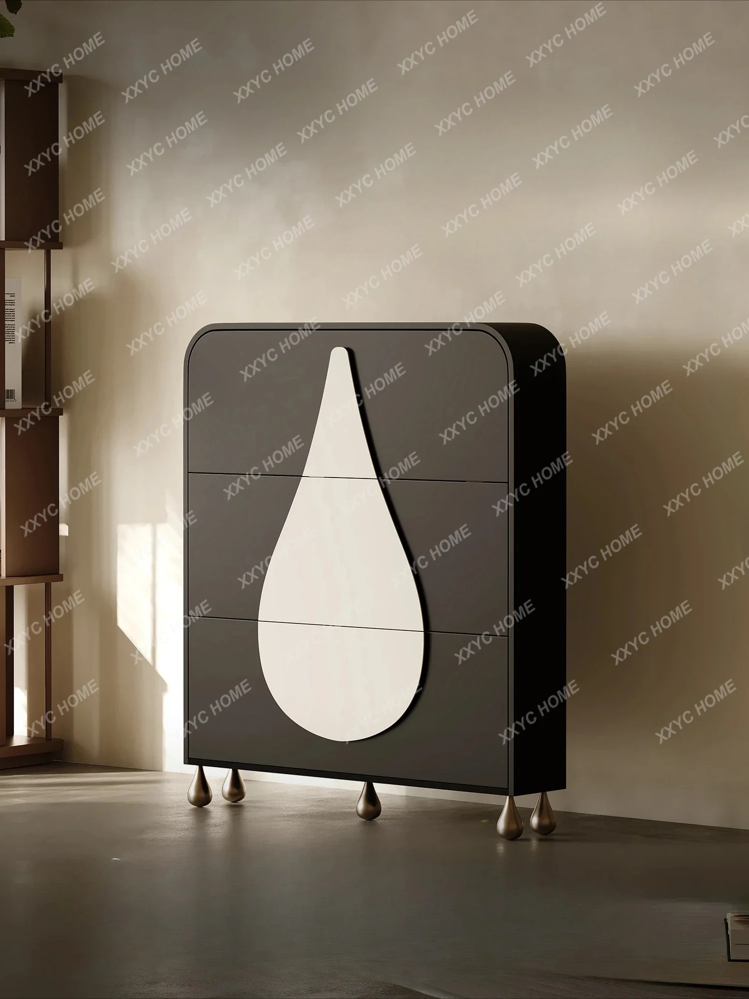 TTItalian Minimalist Tilting Ultra-Thin Shoe Cabinet Entrance Home Use Door Small Apartment Light Luxury Hallway Storage Cabinet