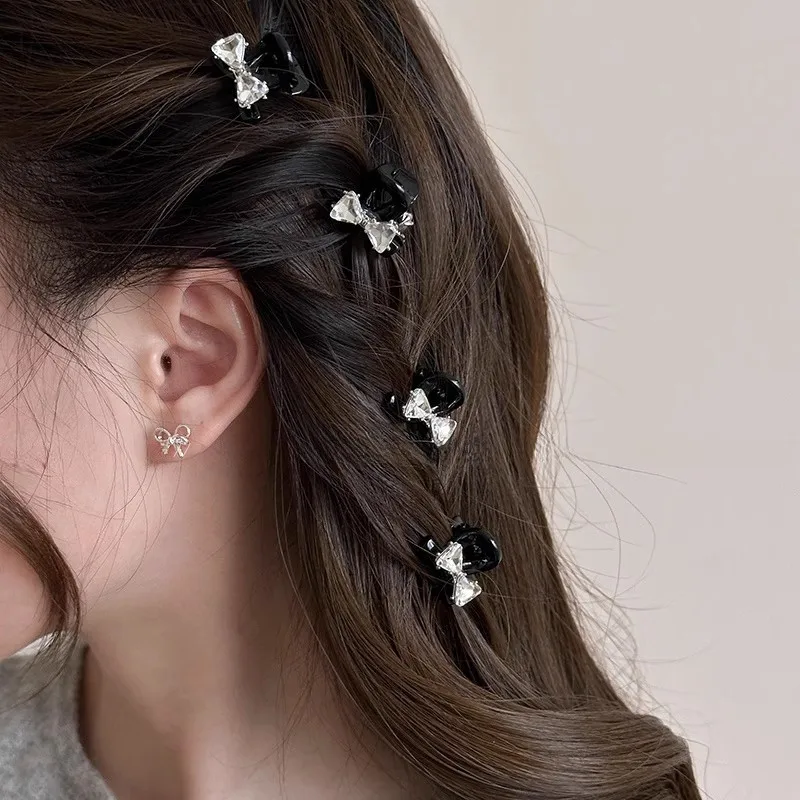 

4Pcs Mini Crystal Bow Hair Claws Crab for Women Bang Side Hair Clips Cute Barrettes Girls Hairpins Korean Hair Accessories