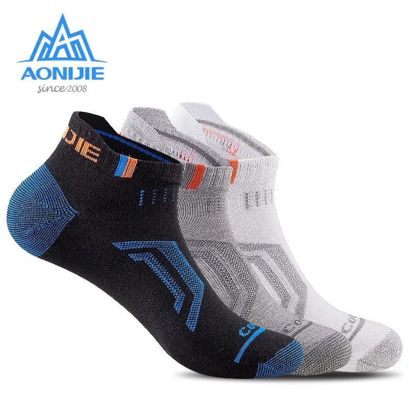 3Pairs AONIJIE E4101 Breathable Low Cut Sports Running Athletic Socks  Quarter Compression Socks Heel Shield Cycling