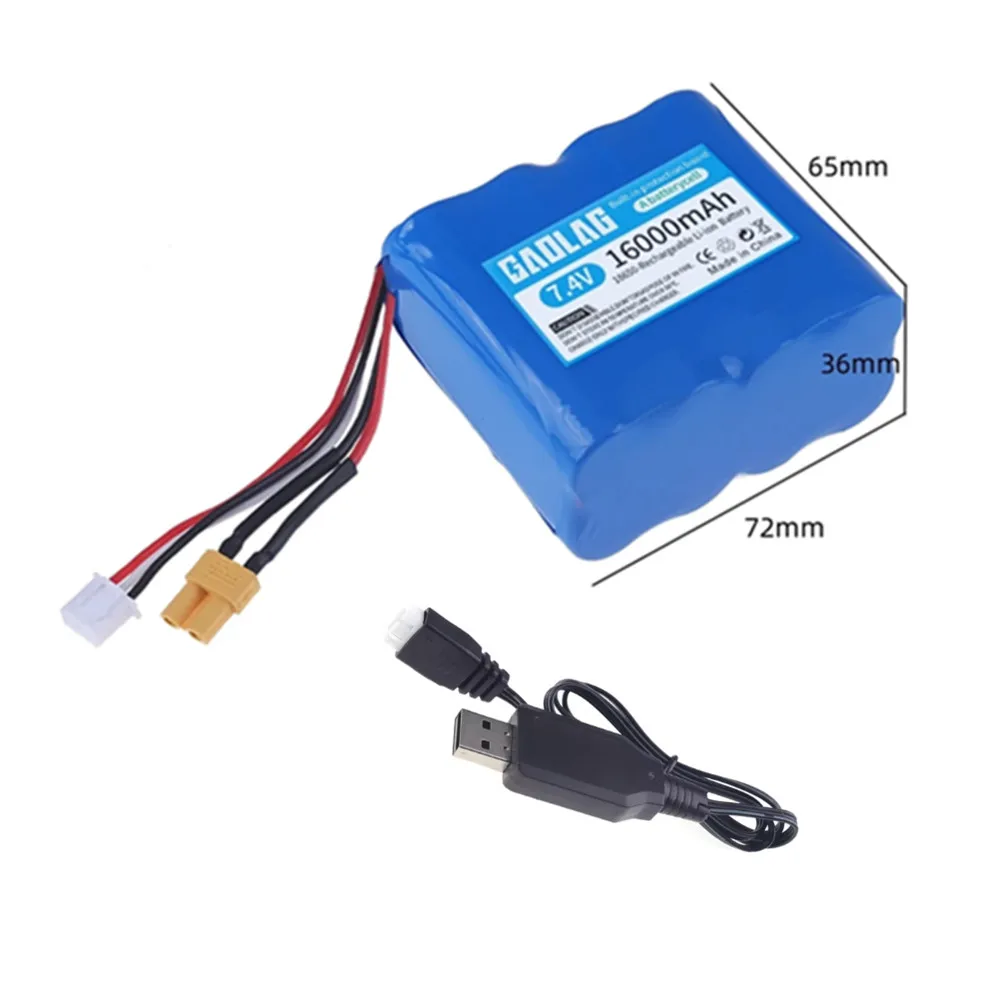 2s4p 7.4V 16000mAh 18650 Battery for HUINA 580 1580 1583 1580-005 550 583 582 RC toys Accessory Parts 2s 7.4v Battery XT30