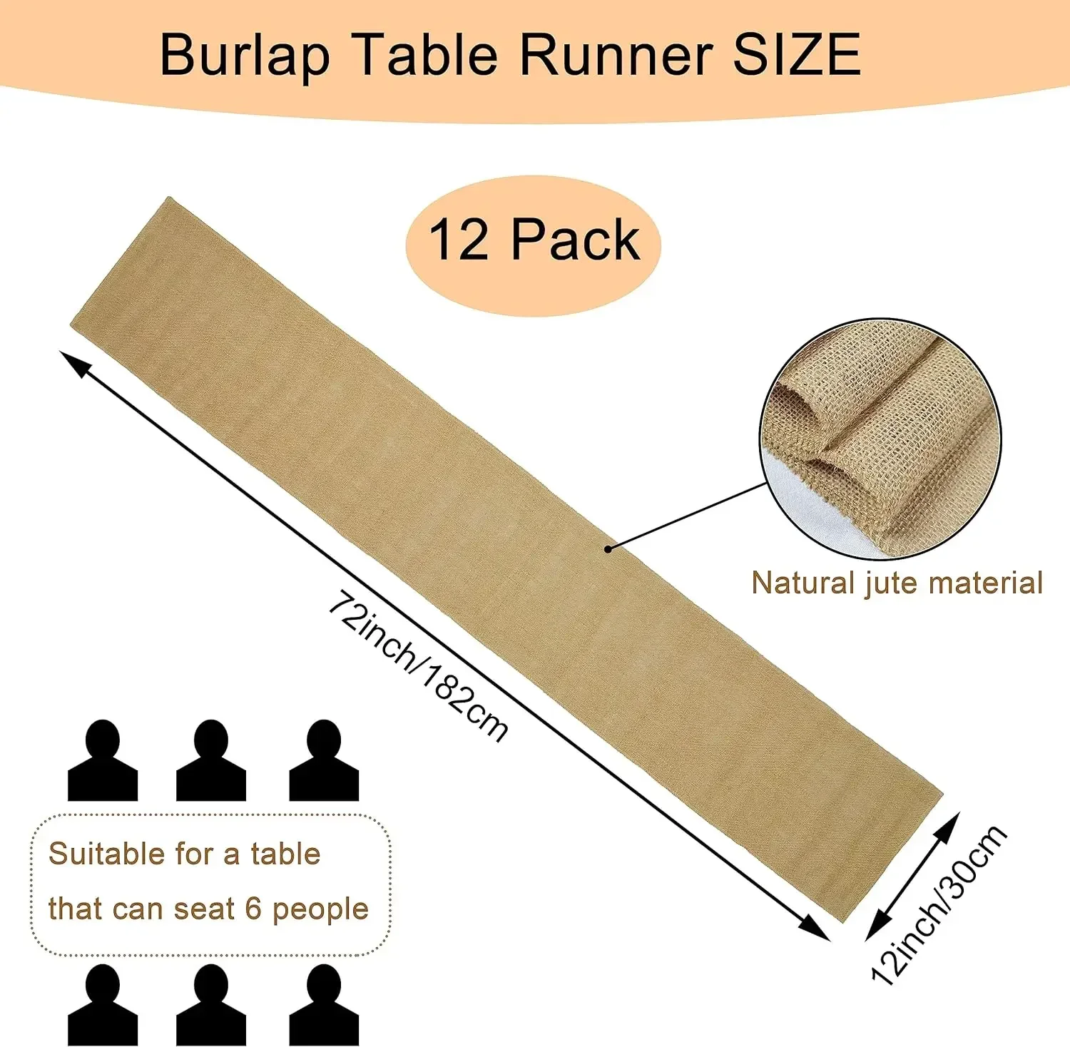 12 Pack Natural Burlap Table Runners Rustic Jute Table Runner and Placemats Bulk for Western Wedding Kitchen Coffee Table Decor