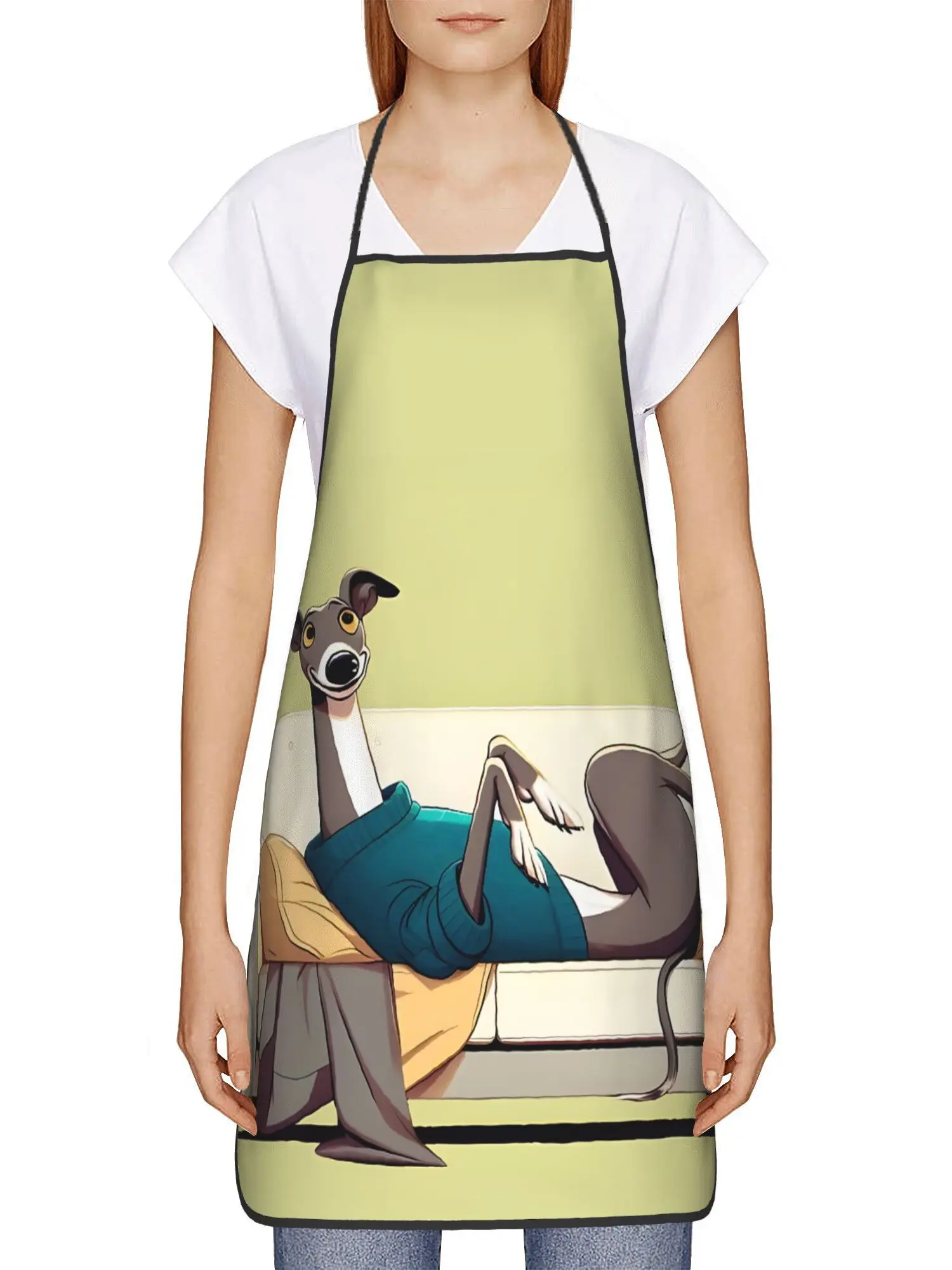Greyhound Sofa Smiles Creative Sesign Kitchen Apron for Home Decor Use Sleeveless Design Kitchen Accessory Aprons Cleaning Tools