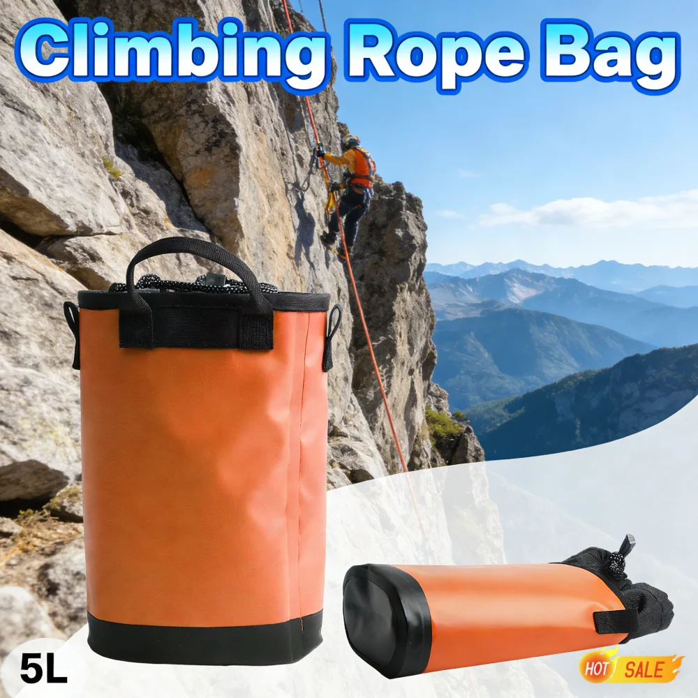 5L Kletterseil-Tasche, Baumkletter-Aufbewahrungstasche, Wasserdichte PVC-Verschleißfeste Tasche mit Mehreren Fächern und Kordelzugverschluss für Baumkletterausrüstung