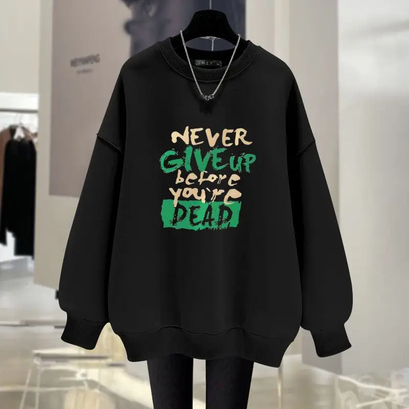 Autumn New Y2K Letter Printed Sweatshirts Fashion O-neck Long Sleeve Hoodies Women Clothing Vintage Casual Loose Top Pullovers