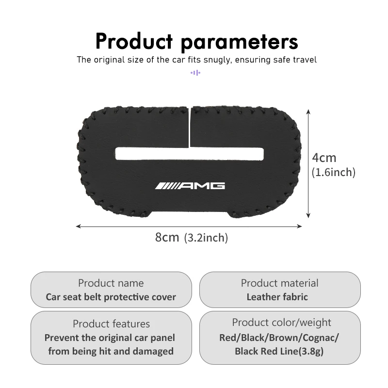Leather Car Seat Belt Buckle Cover Anti-Scratch Protector Clip For AMG C180 C300 W124 W176 W177 C200 C260 GLC CLE CLA