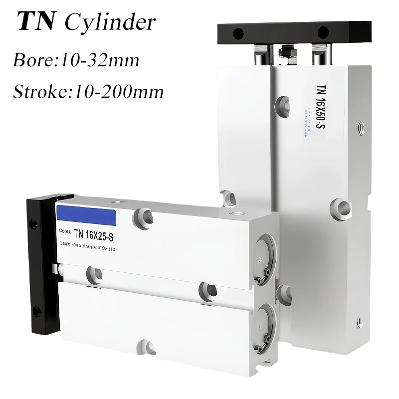 TN16 Serie Pneumatischer Luftzylinder TN 10 16 20 25 Bohrung 75/80/90/100/200/300 mm Hub Doppeltwirkende Kompaktzylinder Luftzylinder