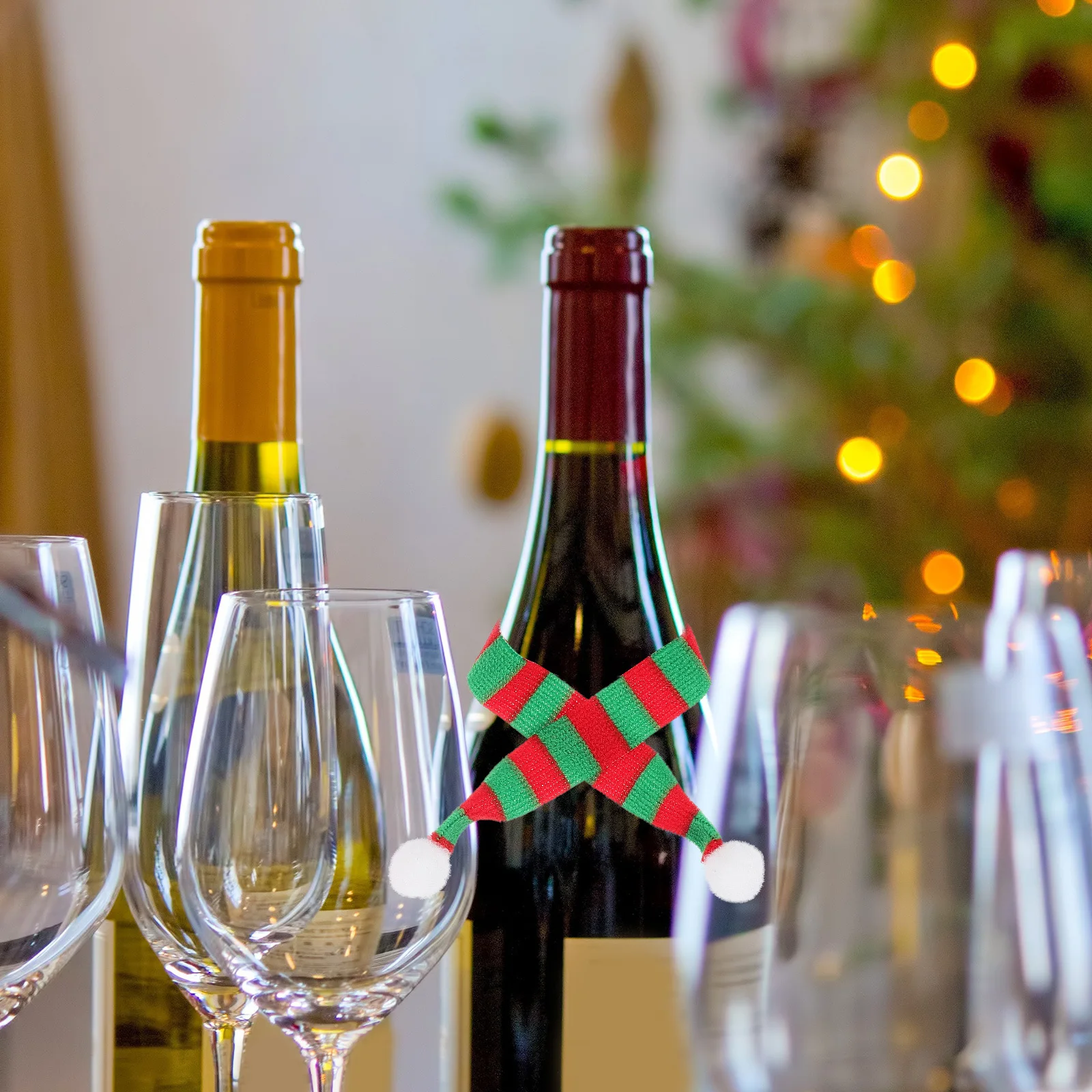 

8pcs Mini Scarf Decorations For Christmas Holiday Accessories Kawaii Tiny Scarves Craft Supplies Wine Bottles Party Favors