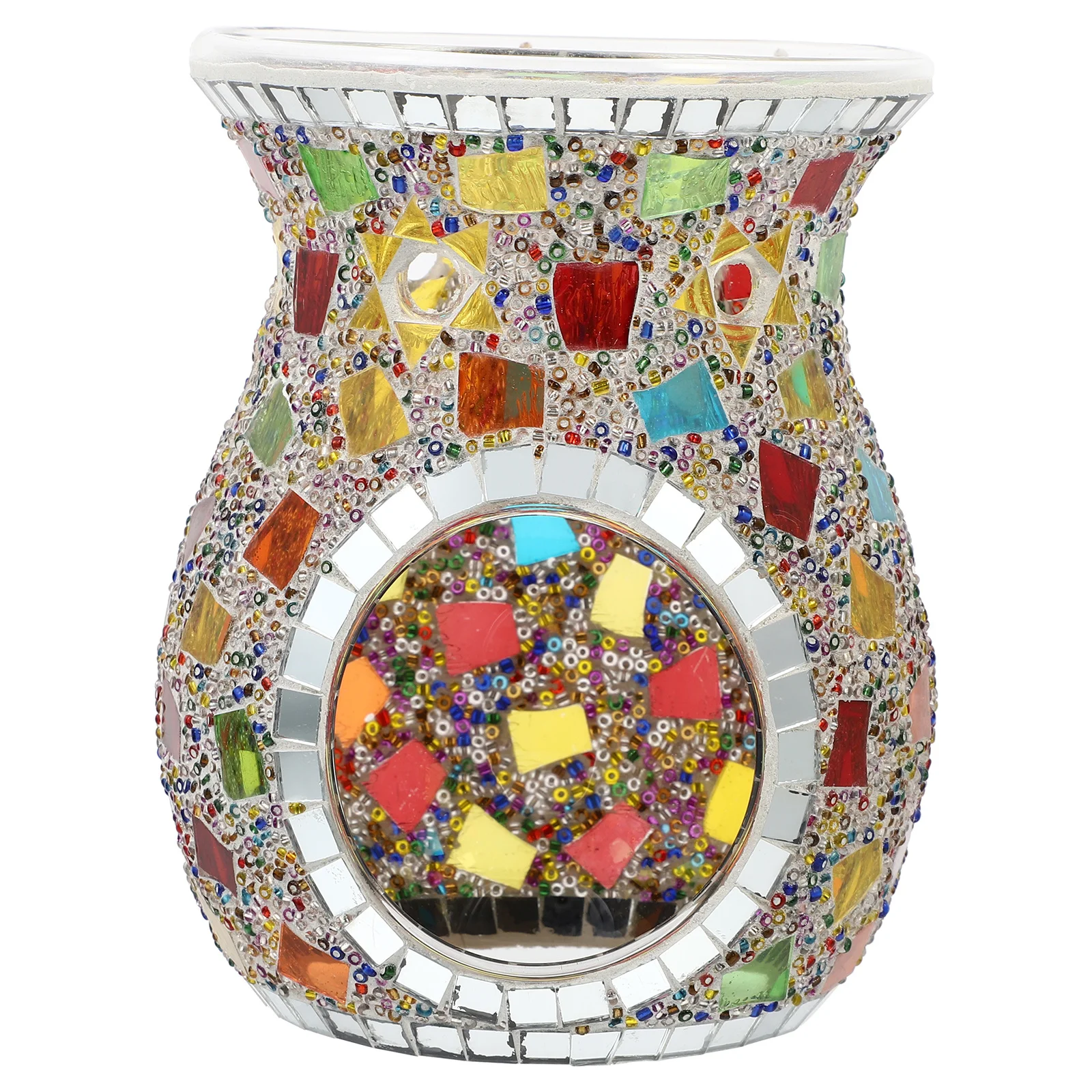 

Bohemian Stove Mosaic Holder Incense Candlestick Glass Light Ornament Aromatherapy Household