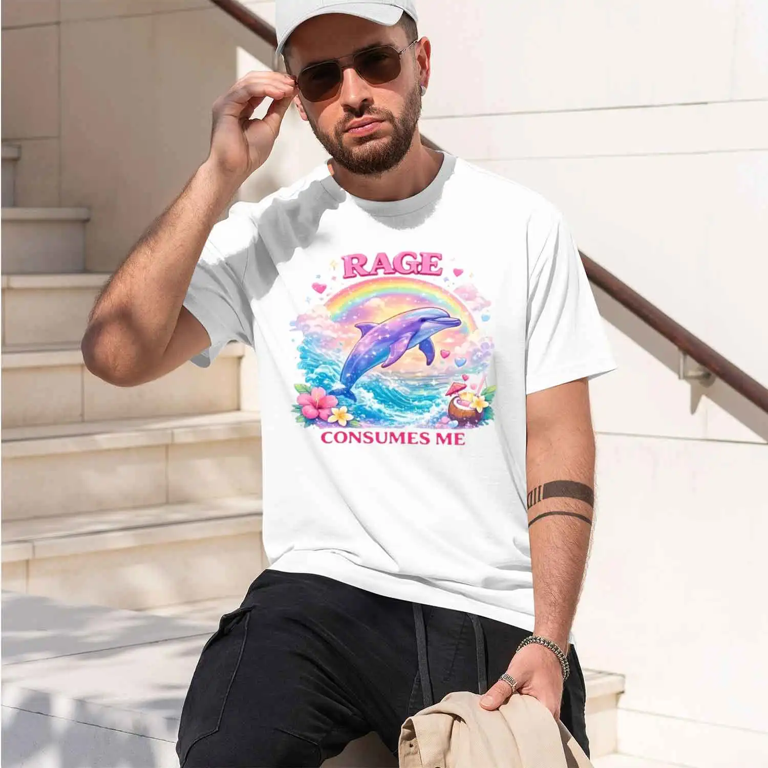 Rage Consumes Me lphin T Shirt Casual Round Ne Printed Short Sve T-shirt Mens Clothing Streetwear Y2k Clothes 2026 New Model Sho