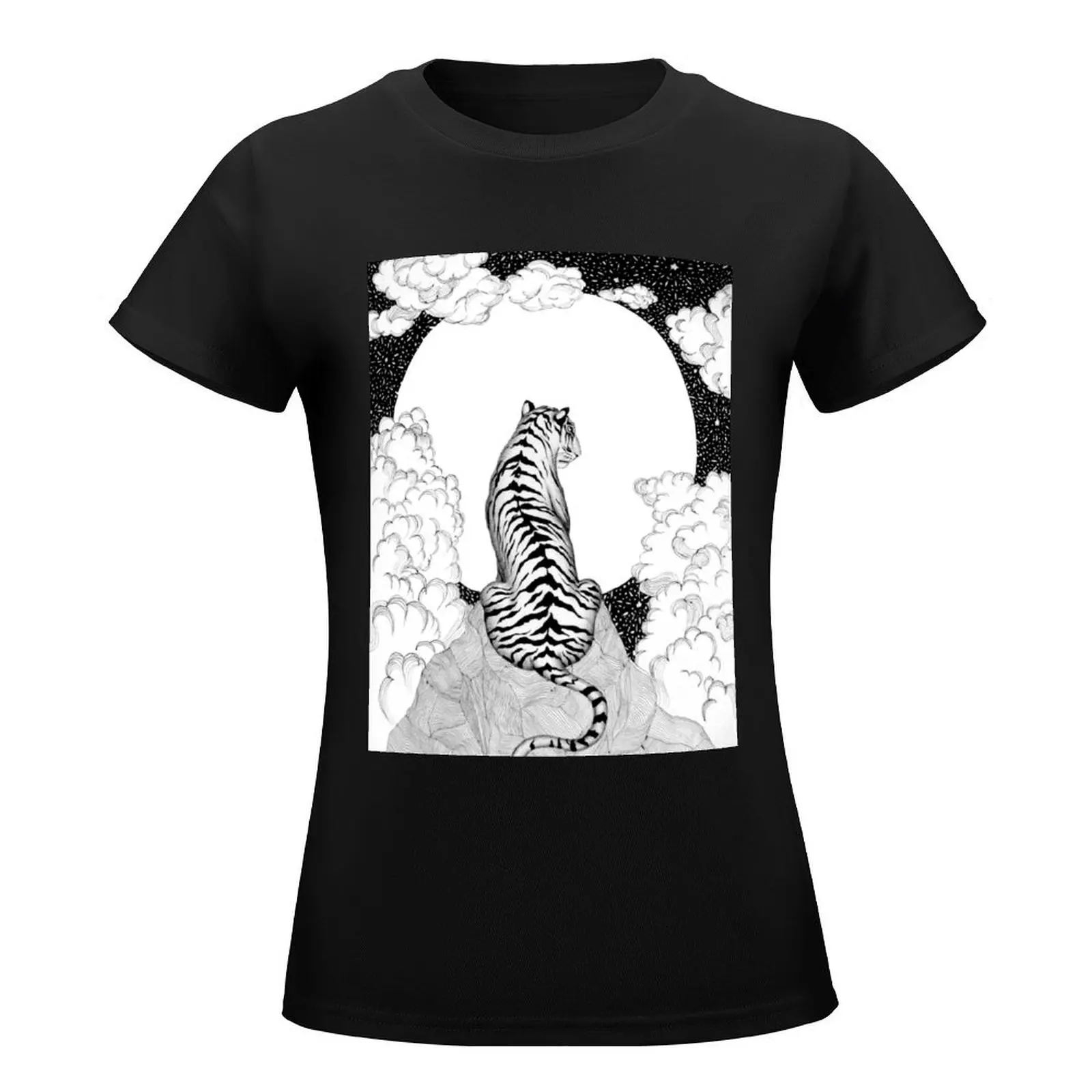 Tiger Moon T-Shirt Short sleeve tee tees designer clothes Women luxury