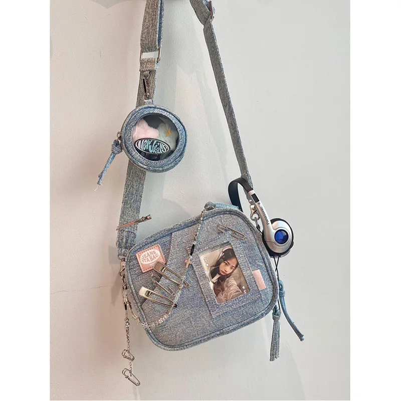 Y2K Vintage Denim Handbag Casual Fashion Canvas Shoulder Bag 2023 Spring New Fashion Crossbody Bag Luxury Japanese Square Bag