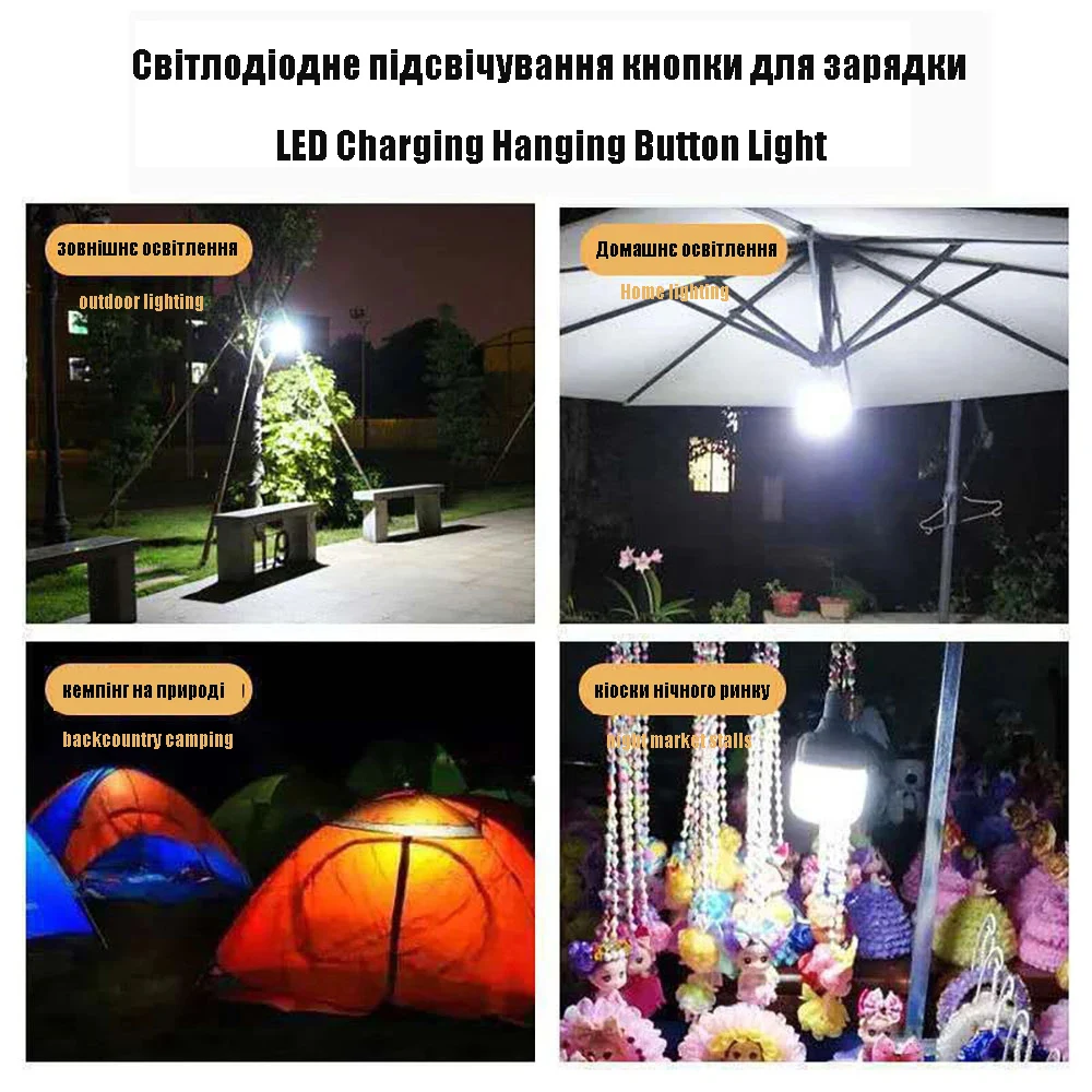 Draagbare campingverlichting Oplaadbare lamp Led-licht Lantaarn Noodlamp Krachtige tenten Verlichting Zaklamp Apparatuurlamp