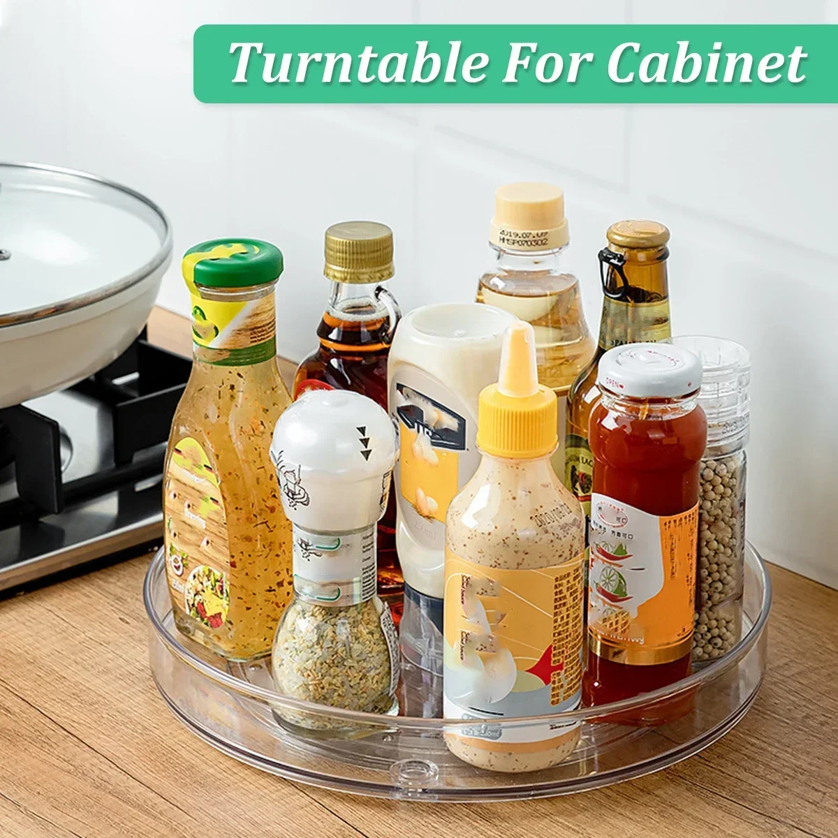 

NEW Multifunction Clear Rotating Storage Trays Plastic Kitchen Turntable Spice Rack Cosmetic Makeup Turntable Organizera