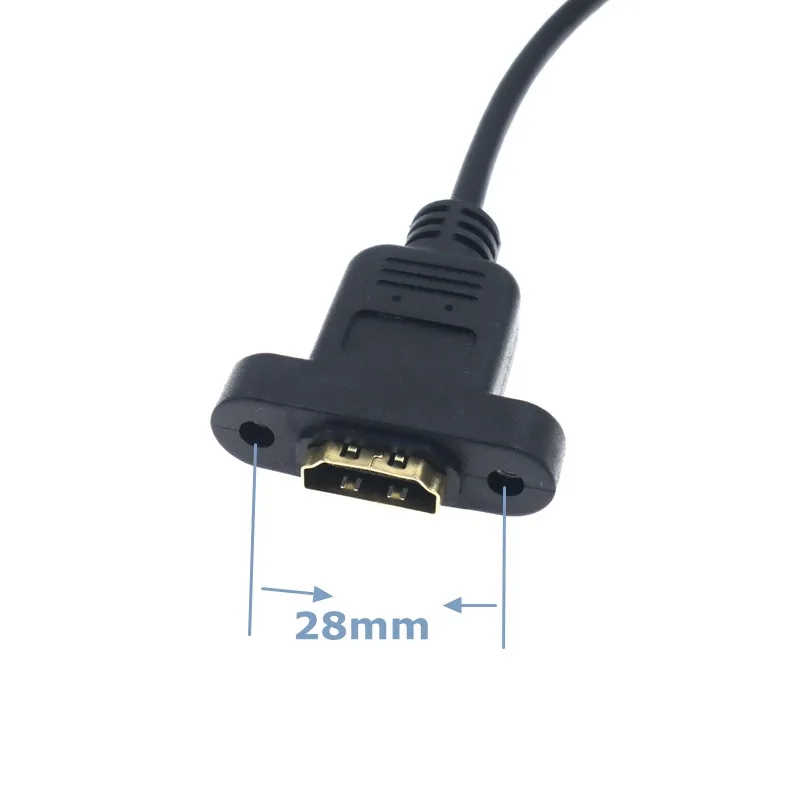 30cm Micro HDMI-Compatible Male to HDMI-Compatible Female Extension Connector Screw Lock Panel Mount HD AV Camera Cable