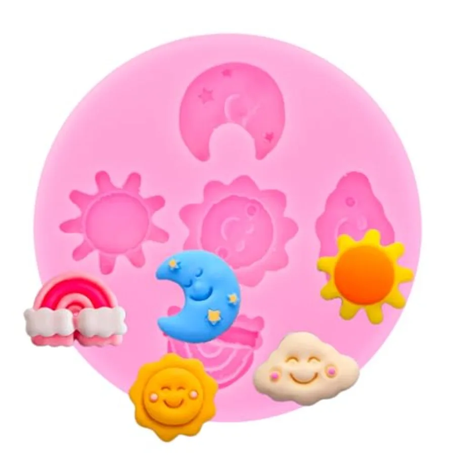 

3D Rainbow Moon Sun Cloud Weather Icon Shape Silicone Mold Candy Clay Epoxy Resin Chocolate Cake Topper Decoration Decor Desser