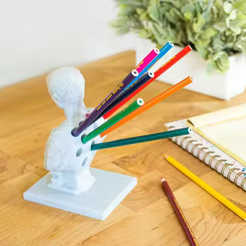 Julius Caesar Statue Pen Holder Decorative Pen Holder Organizer Resin Pen and Pencil Holder Pencil Container for Office Desktop