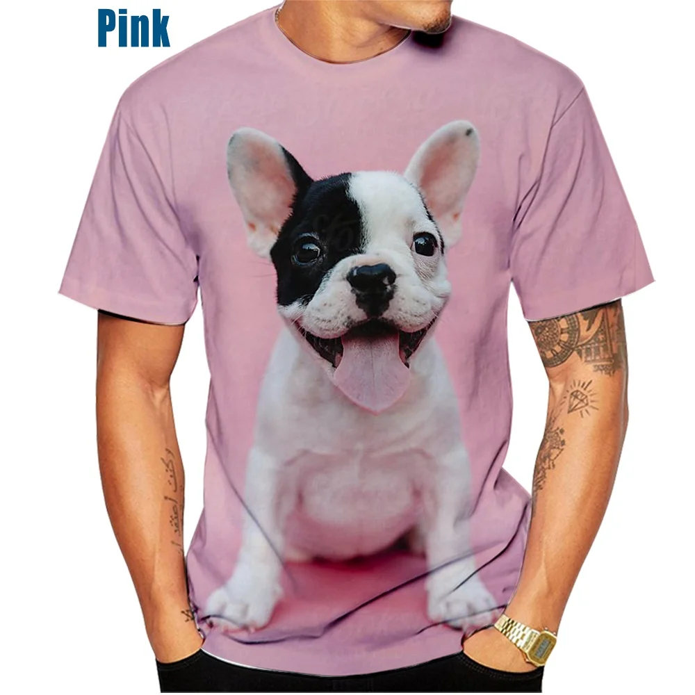 2022 Summer New Fashion Summer Cute French Bulldog 3d Printing Men\'s T-Shirts Ladies Casual Trend Tops Loose Large Size Men\'s