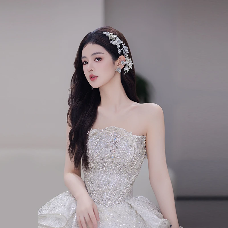 Copricapo da sposa Moda stile coreano Strass Alto senso Figlia Oro Moda Elegante abito da sposa Stile Accessori per capelli