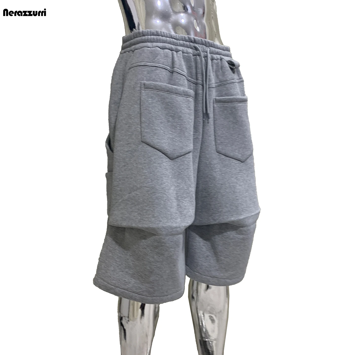 Nerazzurri American Style Men's Shorts Over-Knee Seven-Point Casual Pants Males Fashionable Cotton Polyester Blend Shorts