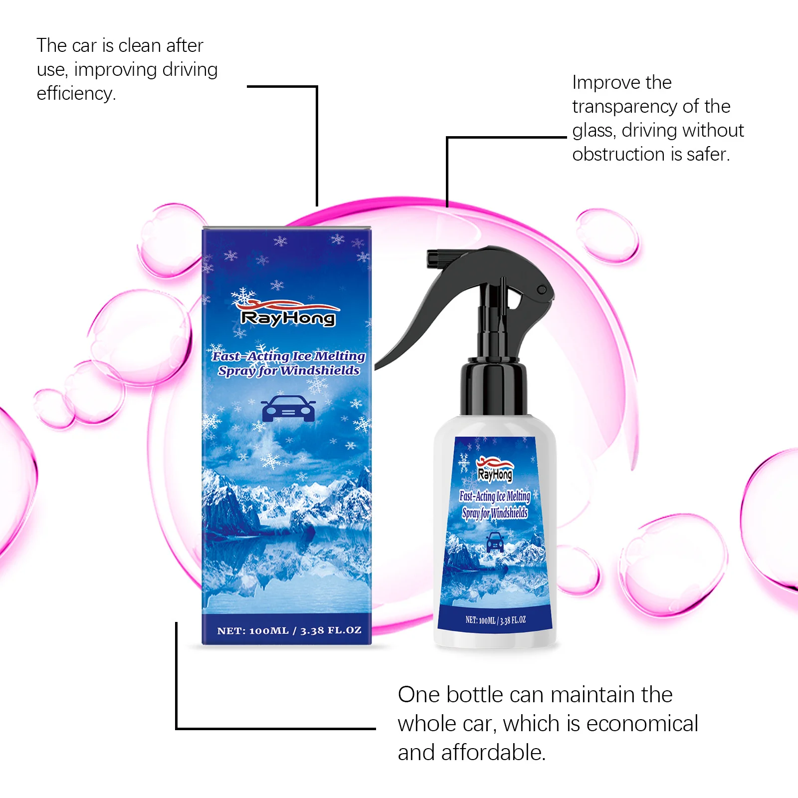 Picture 6: Windshield Deicer Spray Car Deicer Windshield Defroster Spray De-Icer Spray Frost Remover Ice Melt Spray Fast Acting Melts Ice