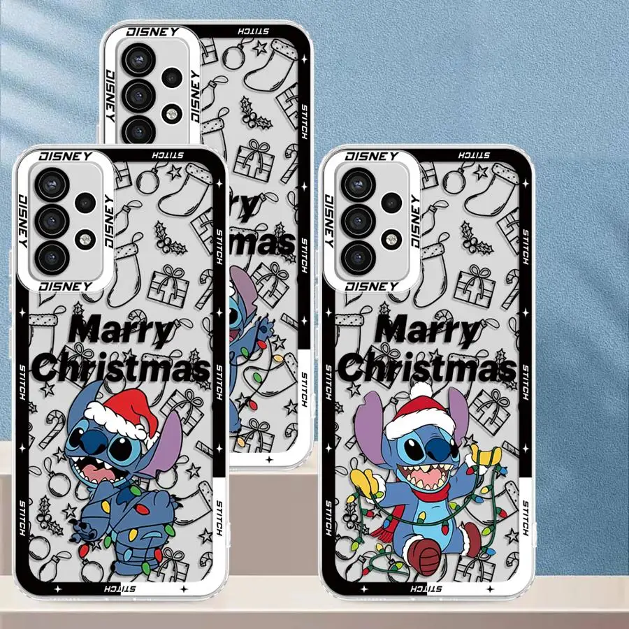Disney Stitch Christmas Clear Cover Phone Case for Samsung Galaxy A16 A35 A12 A35 A13 A71 A72 A14 A25 A15 A22 A34 A73