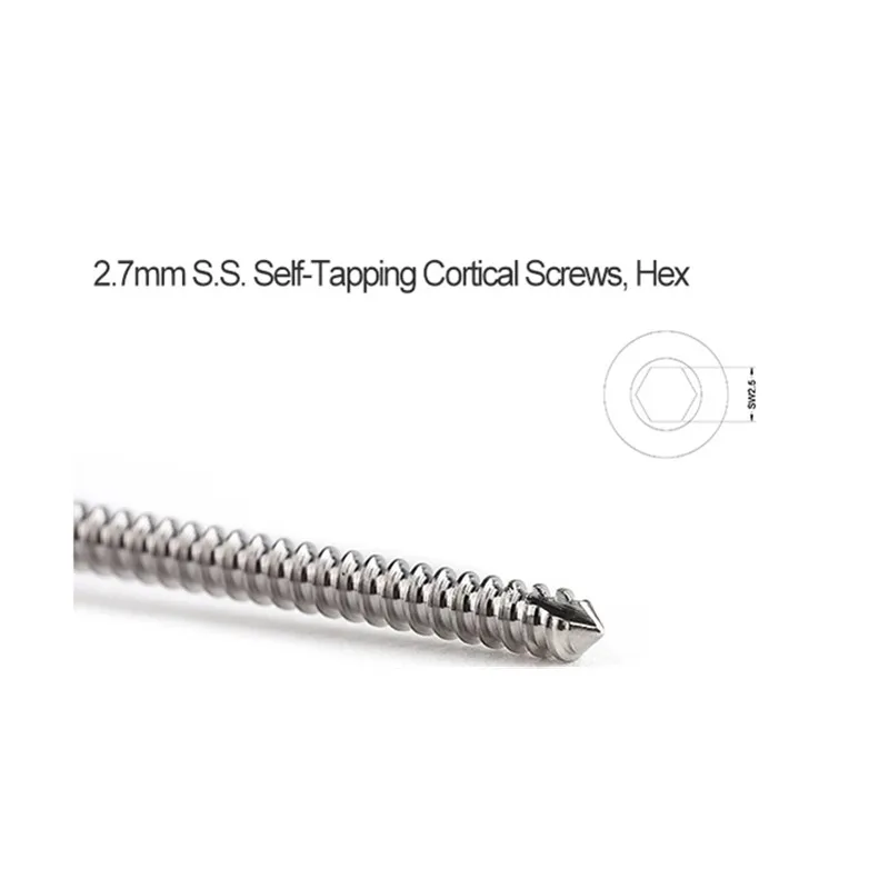 2.7mm Stainless Steal Self-tapping Cortical Screws Veterinaria Mascotas Pets Orthopedic Surgical Implants Medical Equipments
