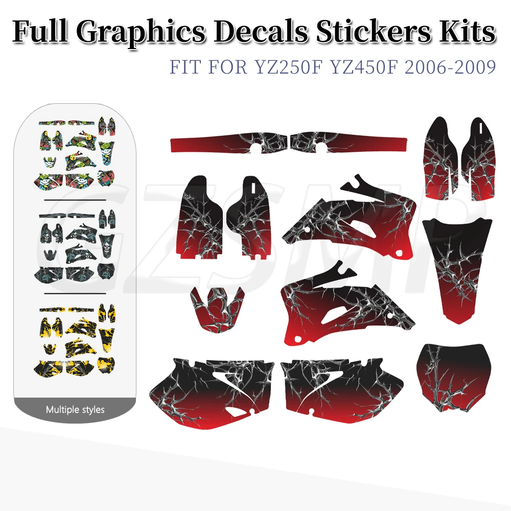 

Мотоциклетные графические деко-наборы, фоновые наклейки, наклейки, подходят для Yamaha YZ250F YZ450F YZ 250F 450F 2006 2007 2008 2009
