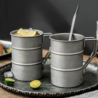 380ml Retro 304 Stainless Steel Beer Mug Handle, Creative Outdoor Personalized Water Cup