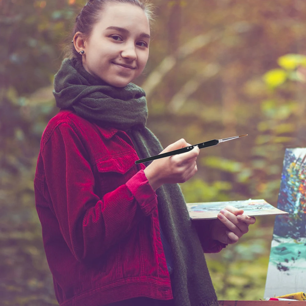 

7 Pcs Nail Art Line Pen Painting Brushes Oil Artists Small Paintbrush Miniature Wooden Water Color