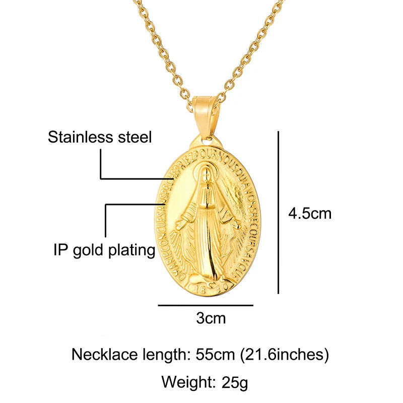 1 Stück Edelstahl Unsere Liebe Frau Jungfrau Maria Anhänger Medaillon Milagrosa Charms Silber Farbe Religiöse Schmuck Zubehör – Detail 1