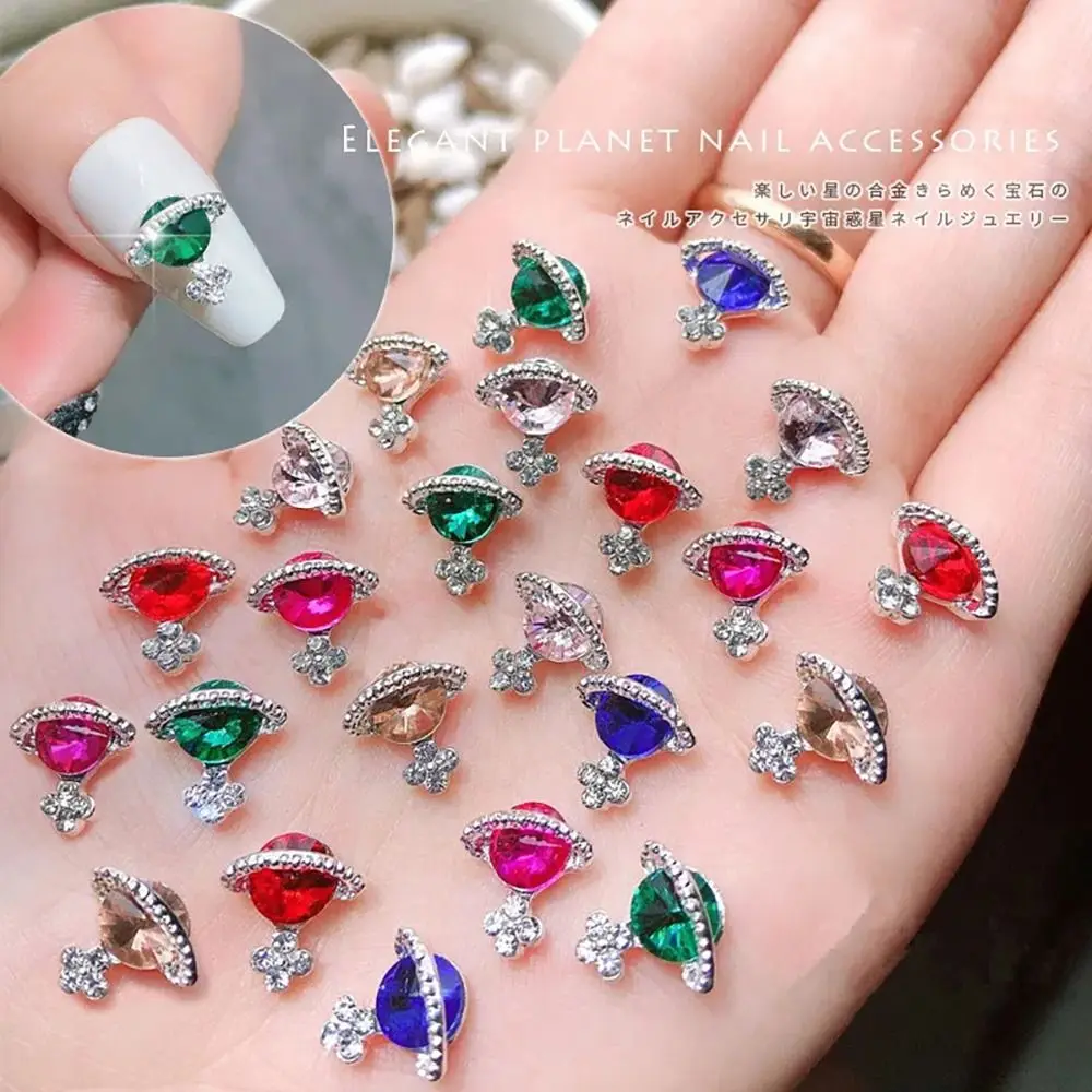 10Pcs 3D Zircon Alloy Nail Art Decoration Saturn Planet Cross Gems Stones Crystal Rhinestones Nail Charms Nail Accessories