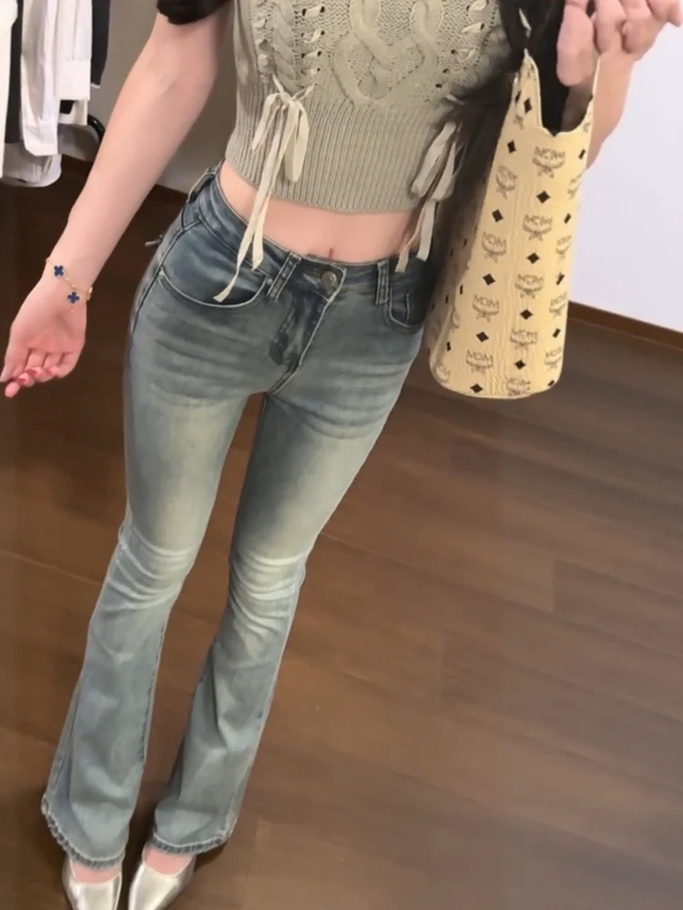 

High Waist Slim Fit ket Denim Jeans Women's Spring Autumn High Hip Butt Lifting Micro Flared Long Pants Cleanfit Sle