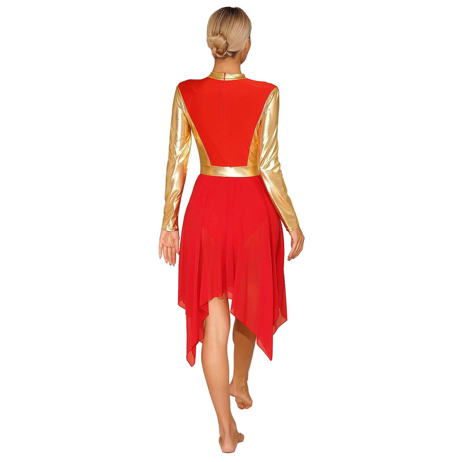 Frauen Ballett lyrische Tanz kleid Metallic Patchwork Kirche Anbetung Tanz kleid Ballett Ballsaal Tanz kleidung Performance Kostüm