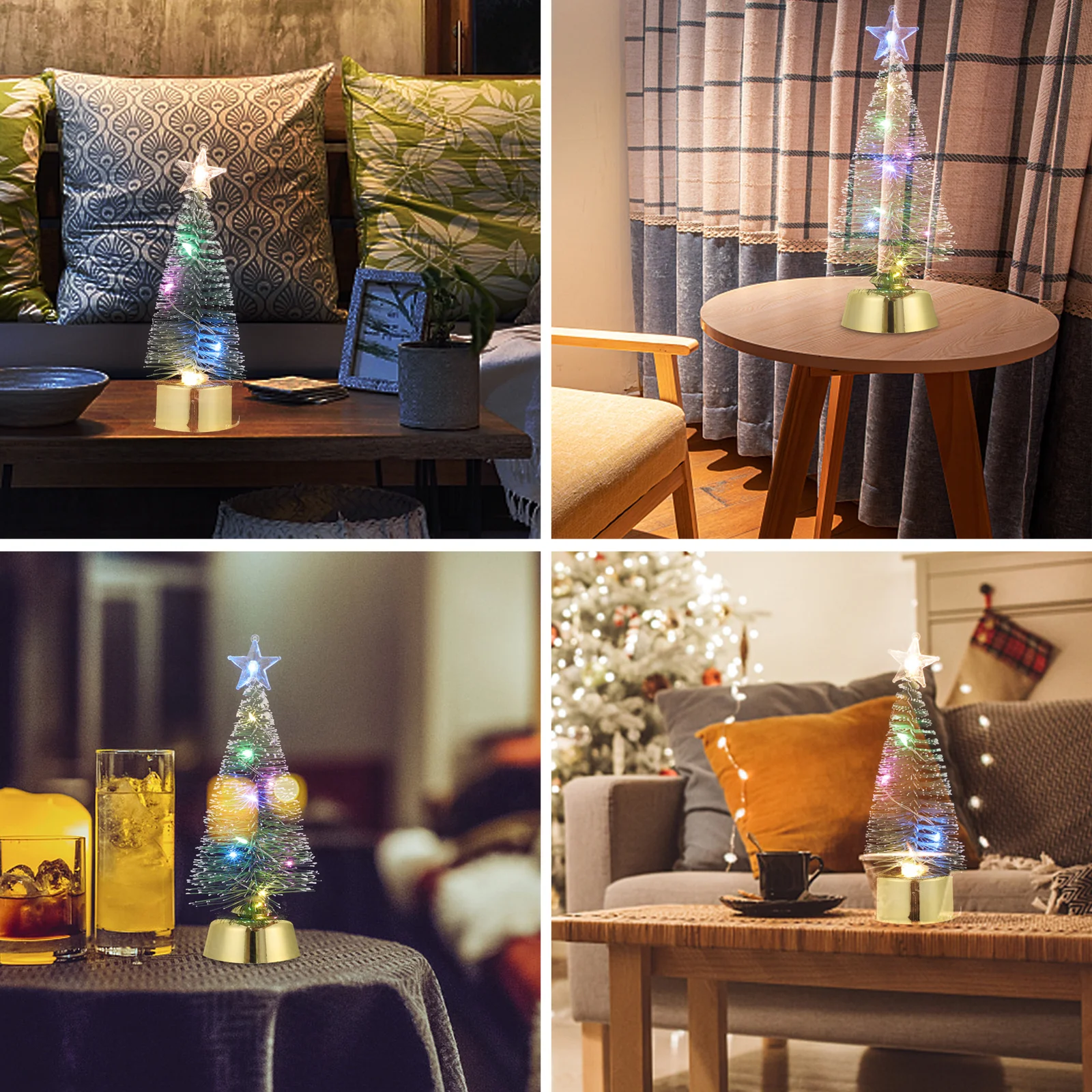 

2Pcs Christmas Luminous Tree Colorful Cedar Xmas Party Decoration Desktop Xmas Tree Ornament Festive Home Decor