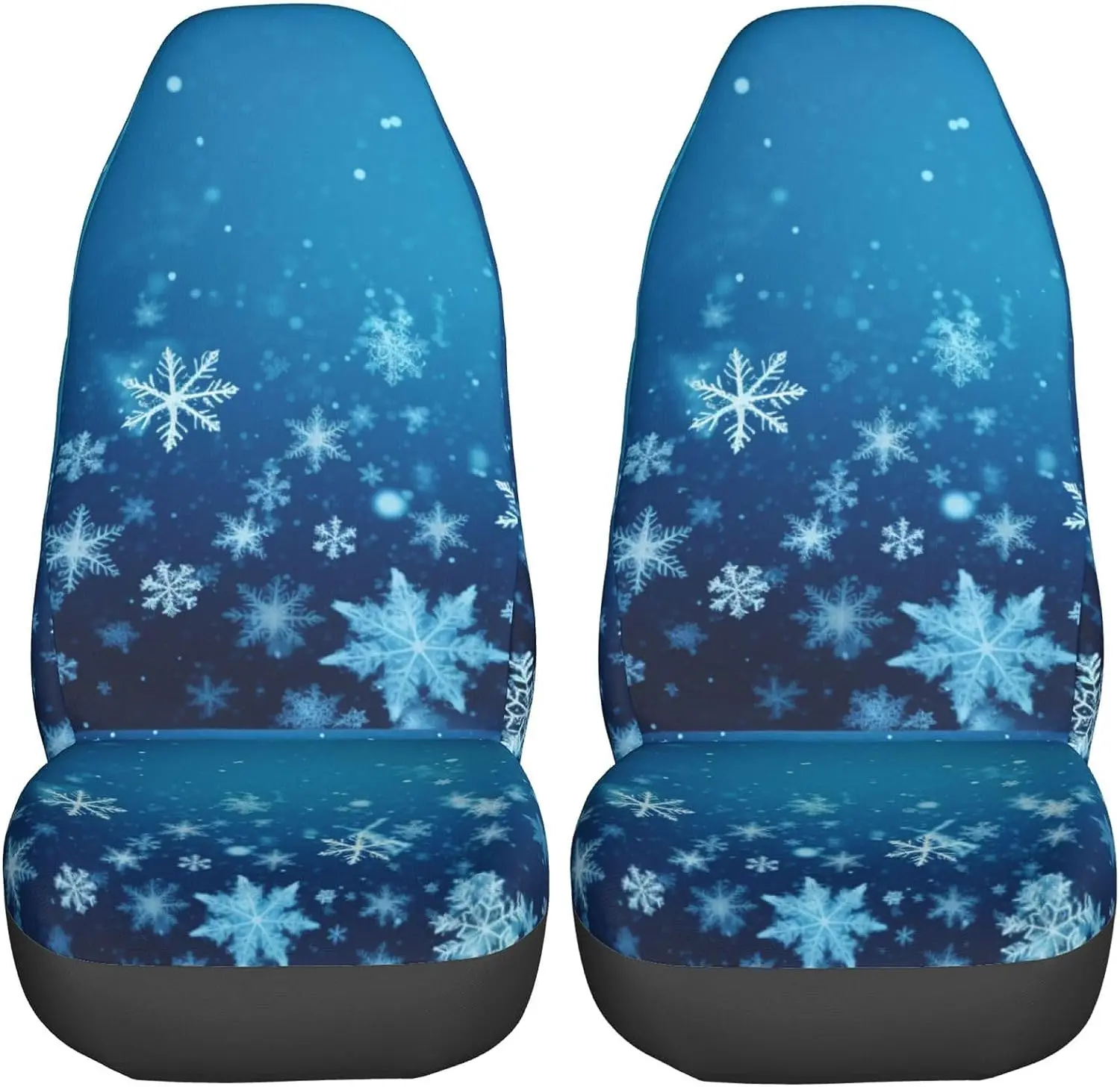 Christmas Winter Snowflakes Car Front Seat Covers 2 Pcs Universal Auto Seat Covers Front Seats Only Four Seasons One Size