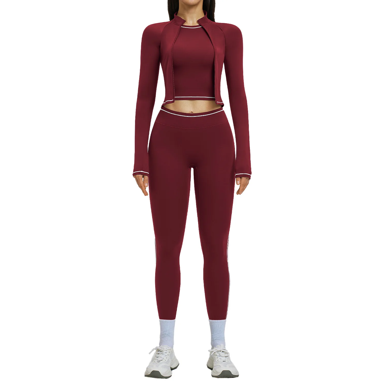 

Maxdutti Color Blocked Yoga Set For Women, Nude And Slim Fit, Outdoor Running And Fitness Three Piece Set Woman Clothes
