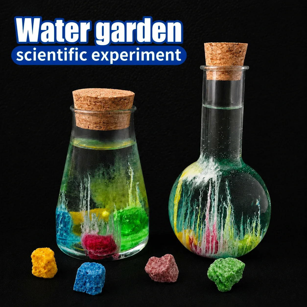 New DIY Magic Garden Sodium Silicate Growth Stones Kit, Crystal Garden Science Experiment for Home Decor, Plastic Material