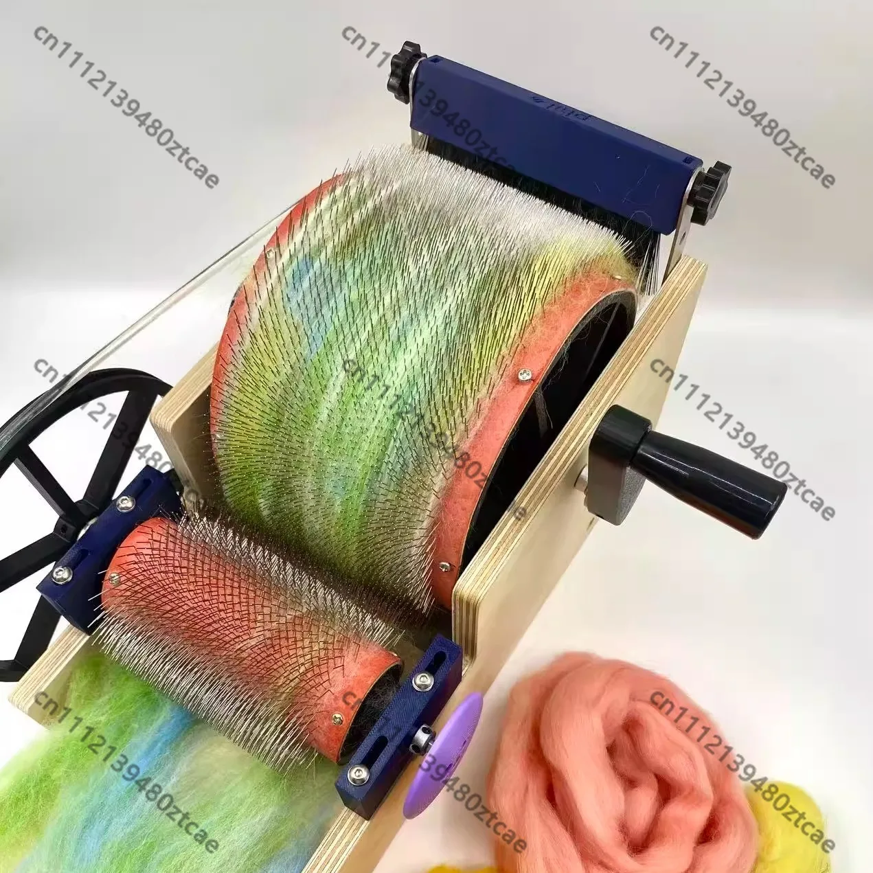 Heavy Duty Hand Crank Drum Carder Wool Fiber Combing Blending Machine DIY Spinning Accessory For Multicolor Yarn Making