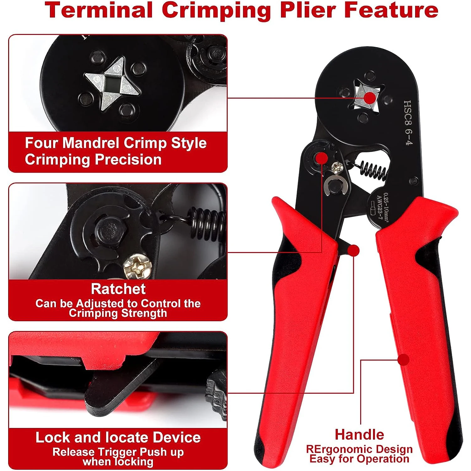 Wire Ferrules Crimping Tool Kit AWG 23-7 Self-Adjusting Ratchet Crimper Plier with 400/800/1200PCS Wire End Ferrules Terminals