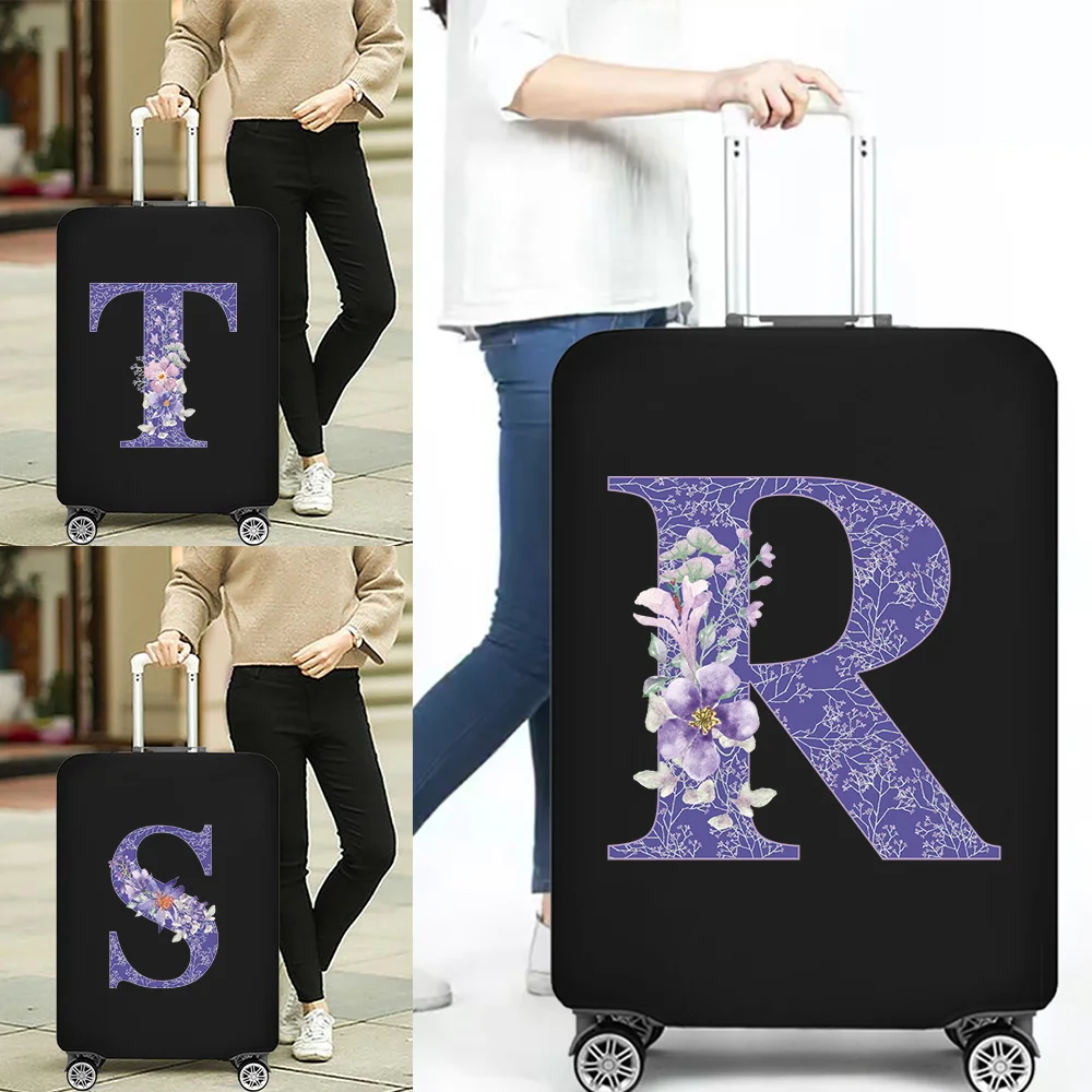 

Suitcase Covers Trolley Box Cover Zipper Suit for 18-32 Inch Bag Thicker Elastic Dust Cover Travel Accessories Purple Flower