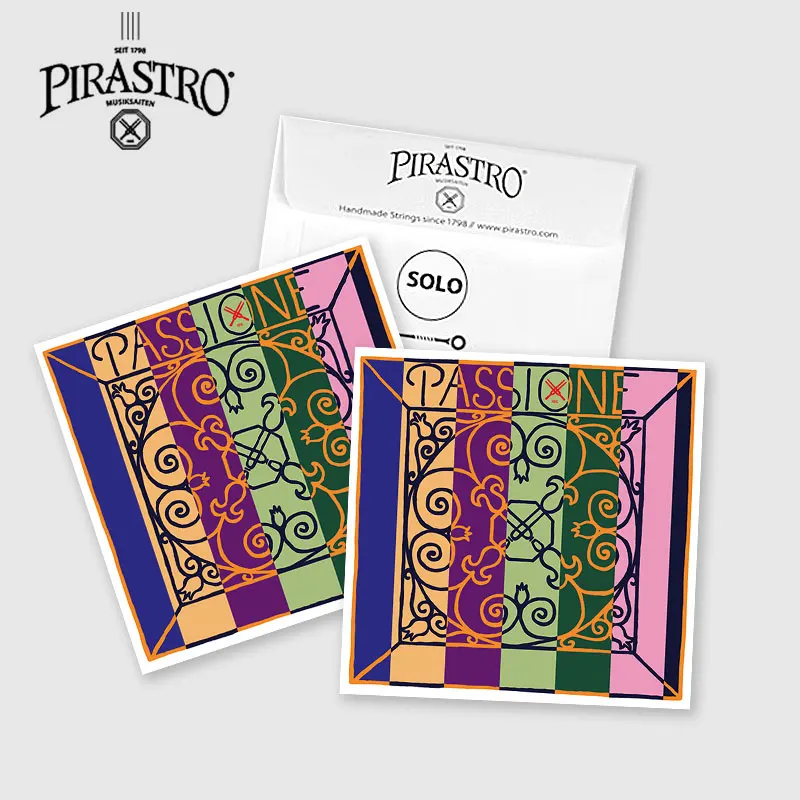 PIRASTRO Passione/Passione Solo Handmade Gut Violin Strings Set Professional 4/4 Size Aluminum/Silver Winding Medium Tension